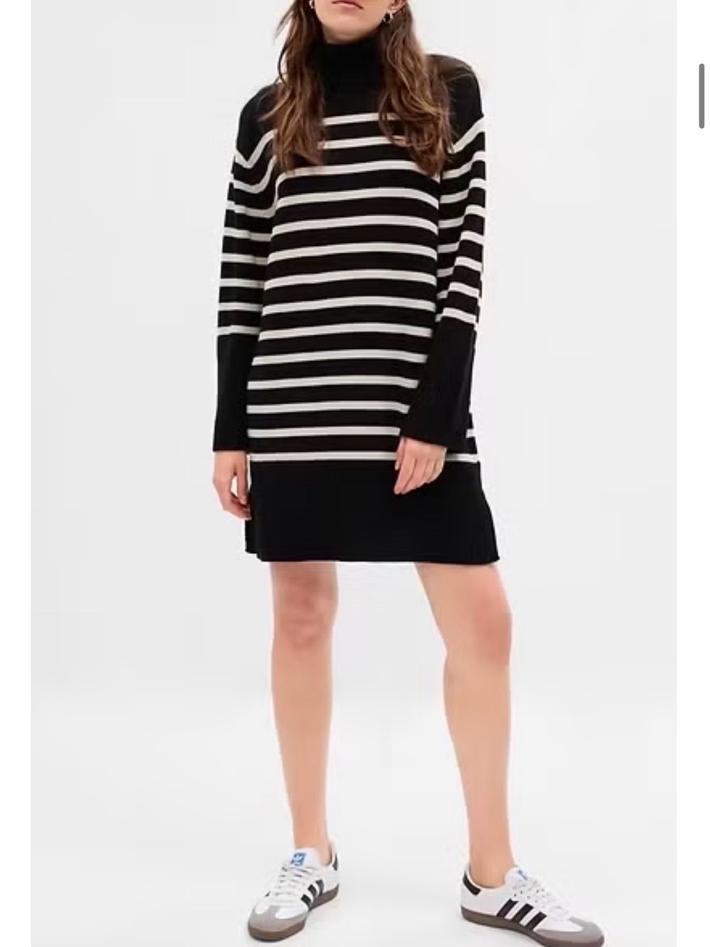 Gap Black and Cream Striped Turtleneck Sweater - Women